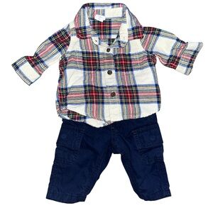 GAP Kids Plaid Shirt and Navy Pants Set